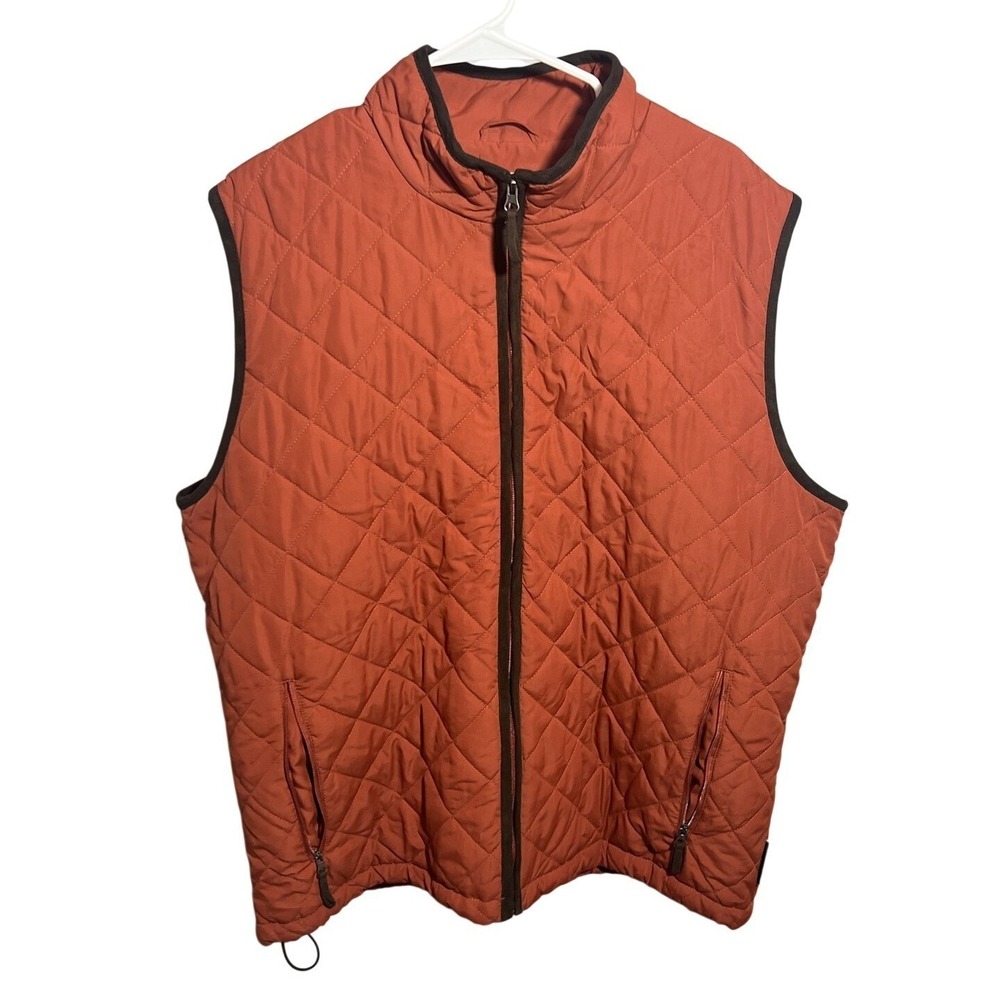 Field & Stream Men's XL Quilted Vest Full Zip Rust Orange Brown Outdoor Workwear